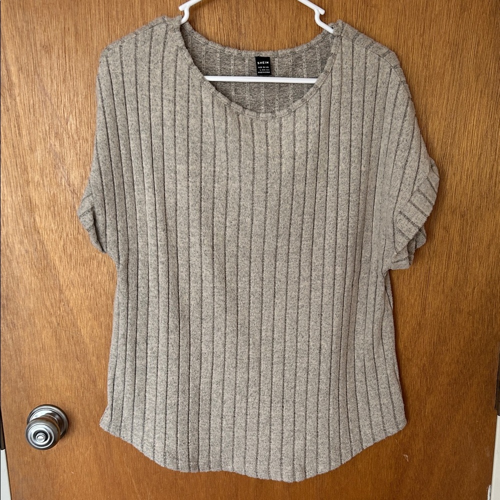 SHEIN Light Beige Ribbed Knit Top